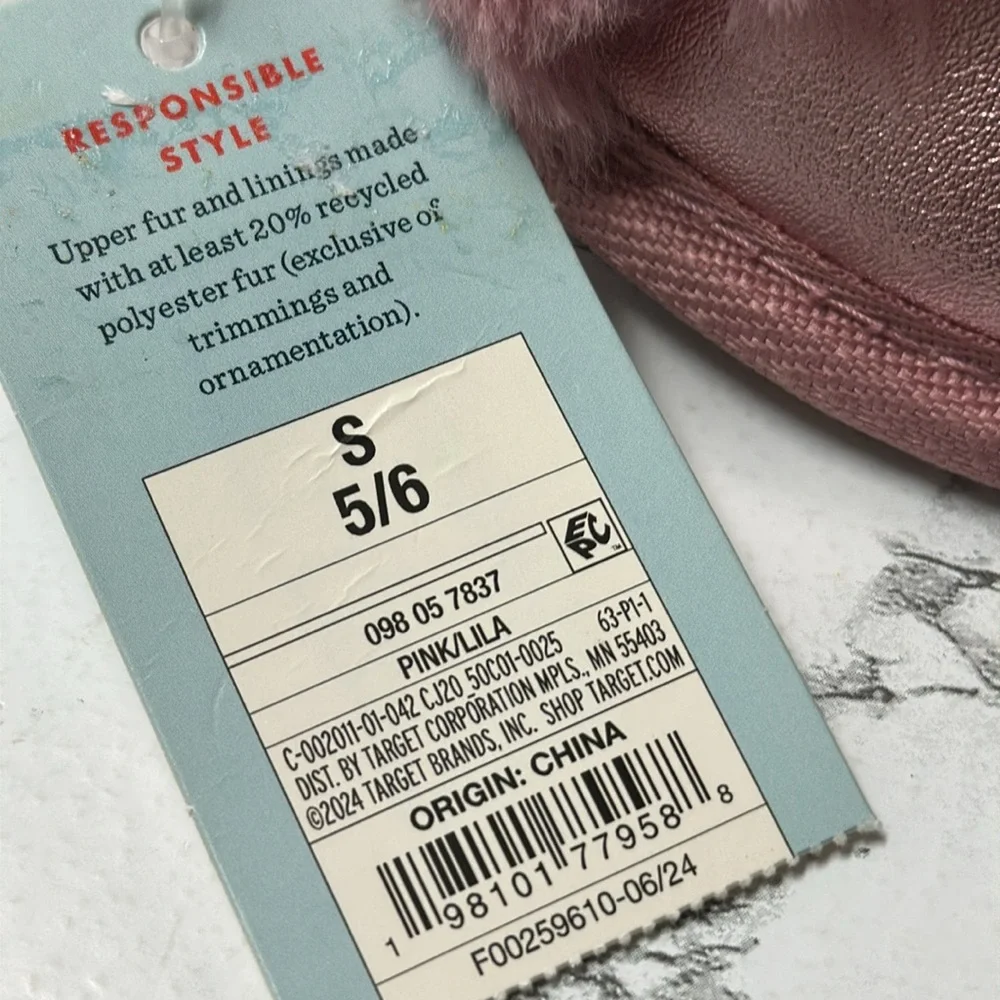 Cat & Jack Toddler Pink/Lily Metallic Scuff Slipper Size S(5/6)
